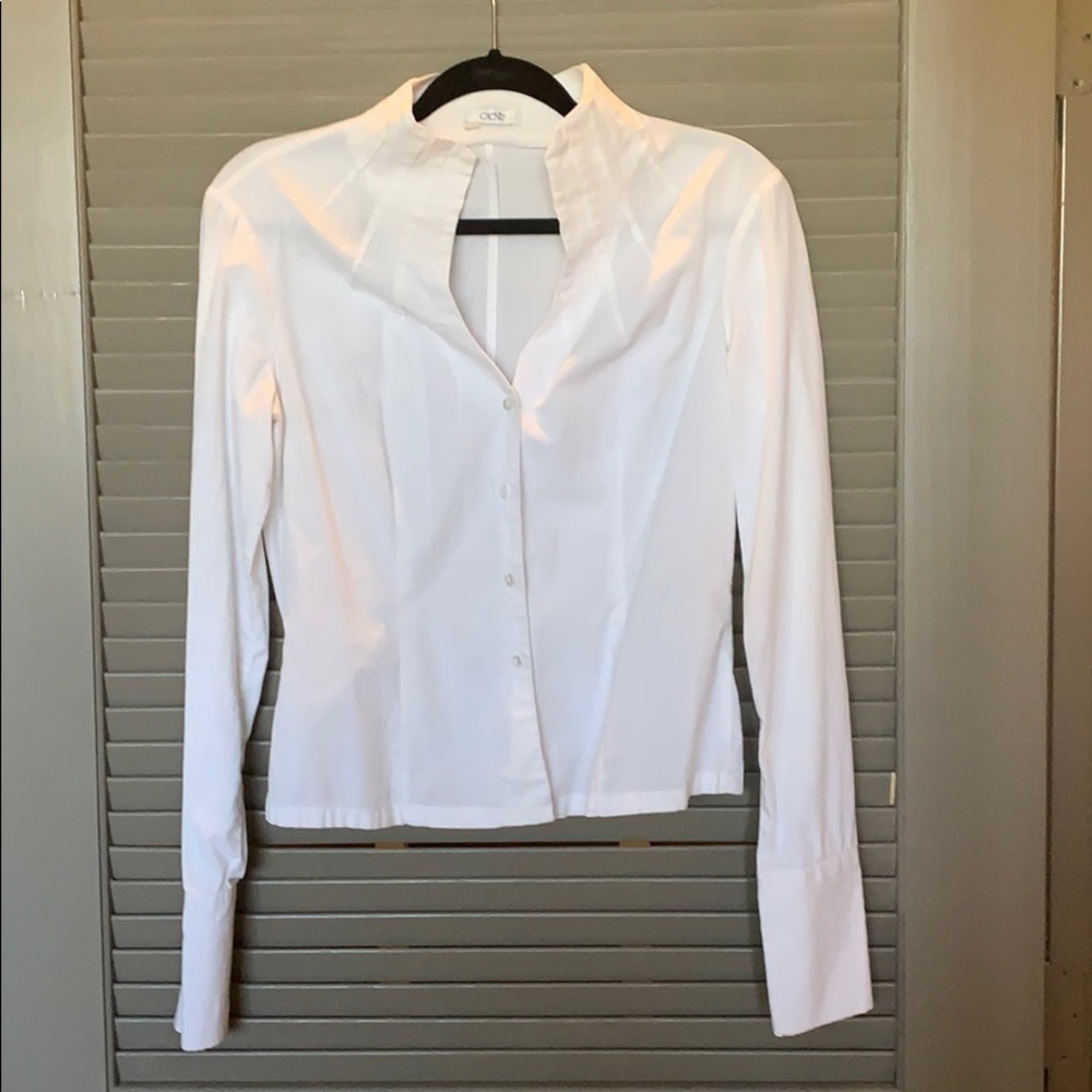 Caché White Button Down Blouse